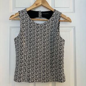 Banana Republic Textured Tweed Tank Top Black & White Open Back XS